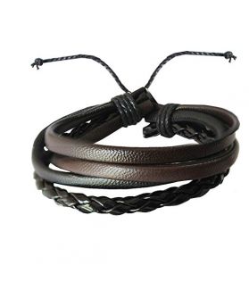 Bronze Leather Multistrand Bracelet for Men